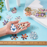 Teardrop Flower PU Leather Pendants Earrings Kit for DIY Dangle Earrings