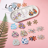 Teardrop Flower PU Leather Pendants Earrings Kit for DIY Dangle Earrings