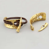 Tibetan Silver/Brown/Gold Half Cuff Clasp For Leather Bracelet