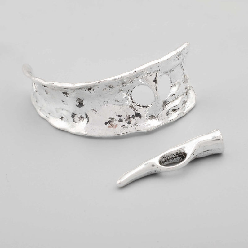 Tibetan Silver/Brown/Gold Half Cuff Clasp For Leather Bracelet