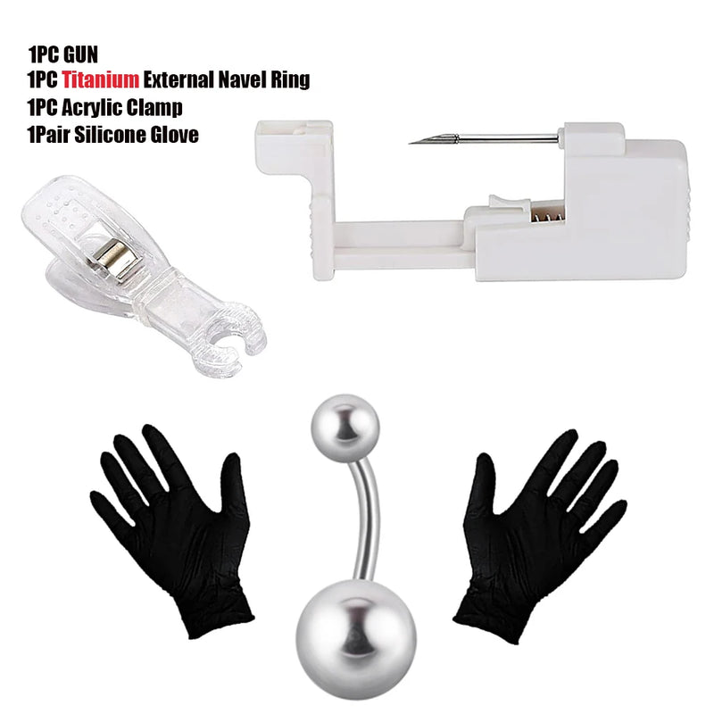 Titanium Body Jewelry Piercing Gun Kit