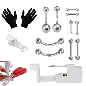 Titanium Body Jewelry Piercing Gun Kit