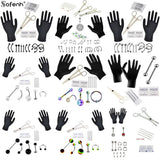 Body Jewelry Piercing Kit with Tools Gloves Needles Ear Plug Prong Studs
