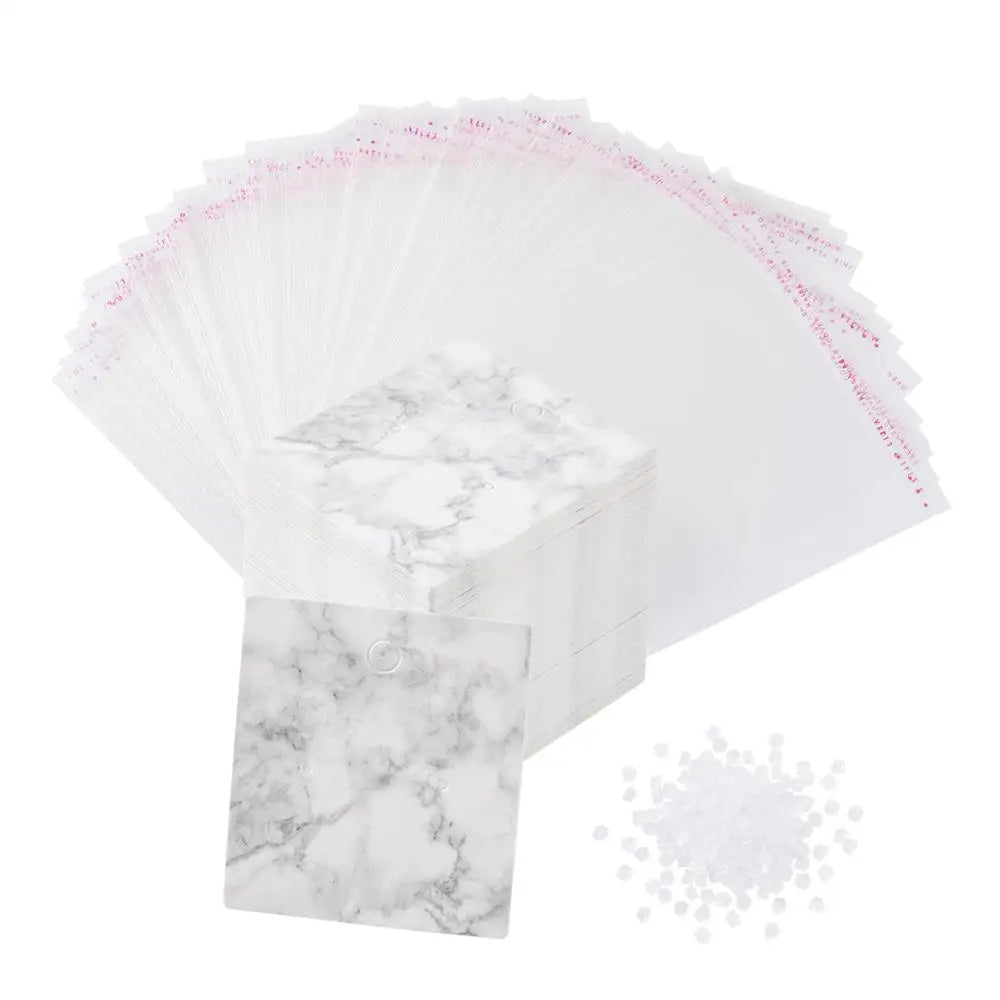Marble Pattern Jewelry Display Card Tags with Bag