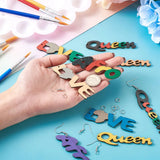 Wooden Love/Queen Pendants for Jewelry Making DIY