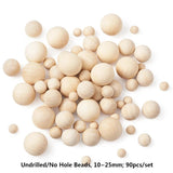Wooden Round Ball Beads Natural Wood Spacer For Jewelry Making
