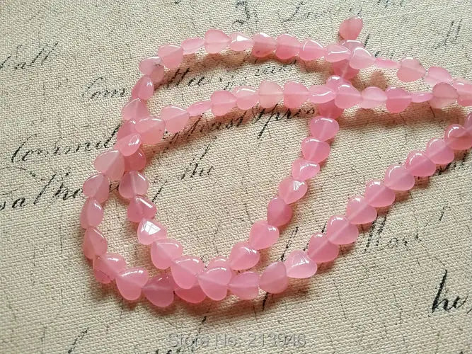 36Pcs 12MM Heart Pink Crystal Quartz Beads Strand Jewelry