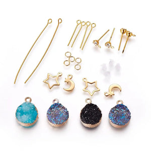 DIY Earring Making Kit with Druzy Resin Pendants and Charms