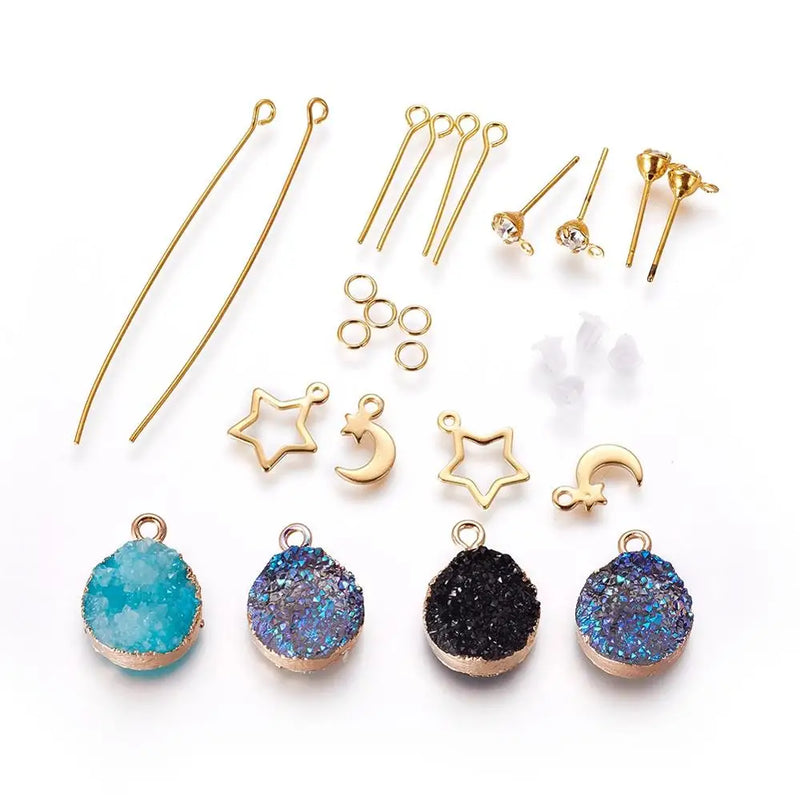 DIY Earring Making Kit with Druzy Resin Pendants and Charms