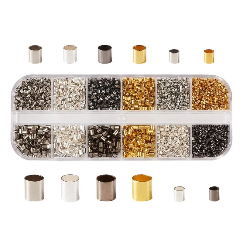 Mixed Brass Crimp Beads Spacer for DIY Jewelry Making 6641pcs