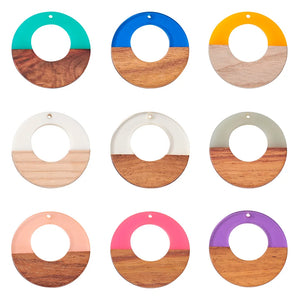 Resin & Wood Earrings Pendants Charms for DIY Jewelry Making