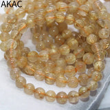 A+ Natural Golden Rutile Quartz Bracelet Beads 7-7.8mm Approx 24-23 Beads
