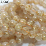 A+ Natural Golden Rutile Quartz Bracelet Beads 7-7.8mm Approx 24-23 Beads