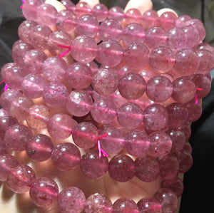 Strawberry Quartz Bead Bracelet 9mm 21 Beads Natural
