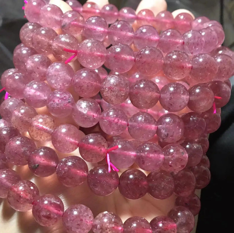 Strawberry Quartz Bead Bracelet 9mm 21 Beads Natural