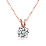 6.5mm Round Moissanite Necklace 18K Plated 925 Silver Test Passed