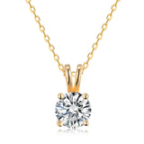 6.5mm Round Moissanite Necklace 18K Plated 925 Silver Test Passed