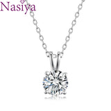 6.5mm Round Moissanite Necklace 18K Plated 925 Silver Test Passed