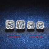 1ct D Moissanite Square Stud Earrings Women 925 Sterling Silver Platinum Finish