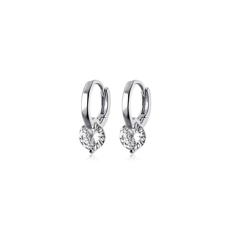 1ct D Moissanite Solitaire Earrings Sterling Silver Hoop Earrings