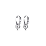 1ct D Moissanite Solitaire Earrings Sterling Silver Hoop Earrings