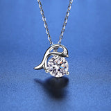 1ct Kramosanite Snowflake Dolphin Necklace D ideal cut Diamond Pendant