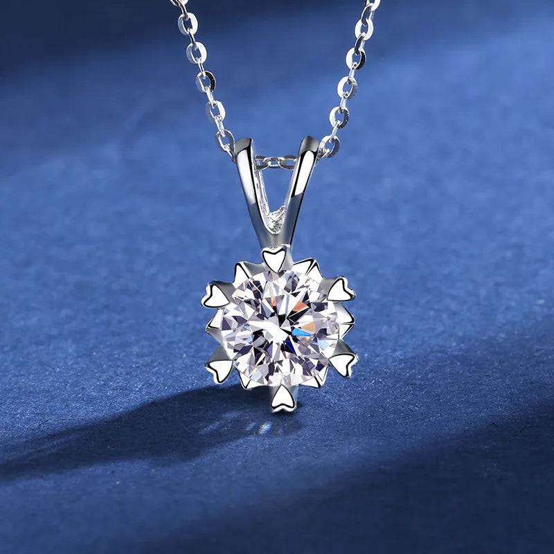 1ct Kramosanite Snowflake Dolphin Necklace D ideal cut Diamond Pendant
