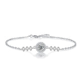 1ct Moissanite Charm Bracelet 925 Silver Lab Diamond Bangle