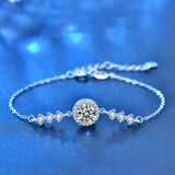 1ct Moissanite Charm Bracelet 925 Silver Lab Diamond Bangle