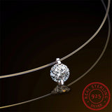 1ct Moissanite Diamond S925 Sterling Silver Invisible Clavicle Chain Necklace