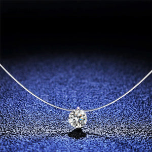 1ct Moissanite Diamond Necklace - Sterling Silver Clavicle Chain