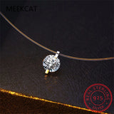 1ct Moissanite Diamond S925 Sterling Silver Invisible Clavicle Chain Necklace