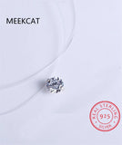 1ct Moissanite Diamond S925 Sterling Silver Invisible Clavicle Chain Necklace