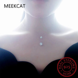 1ct Moissanite Diamond S925 Sterling Silver Invisible Clavicle Chain Necklace