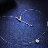 1ct Moissanite Diamond S925 Sterling Silver Invisible Clavicle Chain Necklace