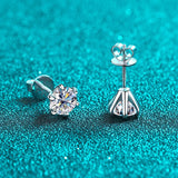 1ct Moissanite Earrings in S925 Sterling Silver 18k Stud Piercing