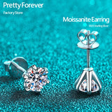1ct Moissanite Earrings in S925 Sterling Silver 18k Stud Piercing