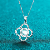 Momulberry Stone Clover Necklace 925 Sterling Silver Sparkly Diamond Jewelry
