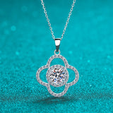 Momulberry Stone Clover Necklace 925 Sterling Silver Sparkly Diamond Jewelry