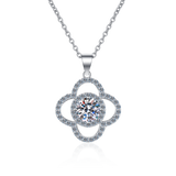 Momulberry Stone Clover Necklace 925 Sterling Silver Sparkly Diamond Jewelry