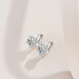 1ct Moissanite Hoop Earrings 925 Silver Square Round Huggie Earrings
