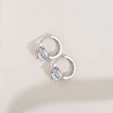 1ct Moissanite Hoop Earrings 925 Silver Square Round Huggie Earrings
