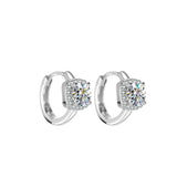 1ct Moissanite Hoop Earrings 925 Silver Square Round Huggie Earrings