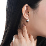 1ct Moissanite Hoop Earrings 925 Silver Square Round Huggie Earrings