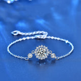 1ct Sunflower Moissanite Bracelet 925 Sterling Silver Platinum Plated