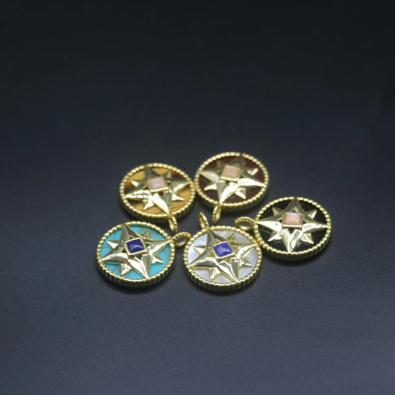 12pc 22MM Star Women Necklace Charm Pendant, DIY Gem Stone Jewelry Design