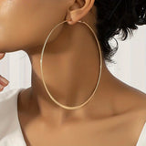 Women's Exaggerated Golden Silvery Hoop Earrings, Minimalist Style