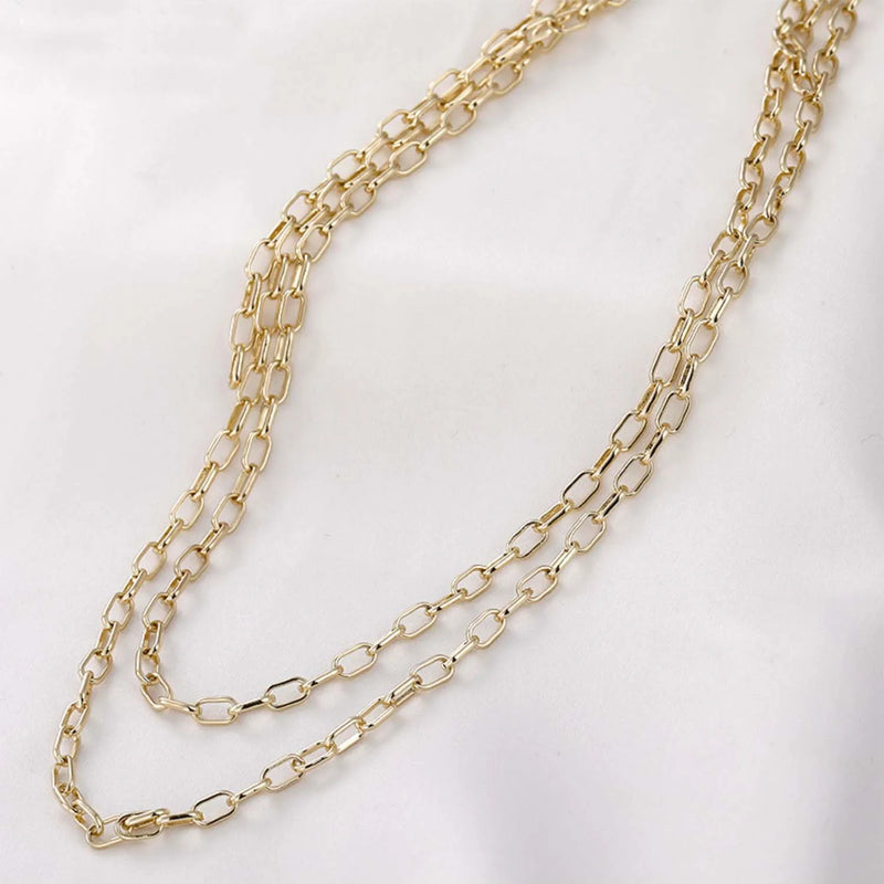 14K Color-Preserving Rectangular Chain Jewelry Accessories