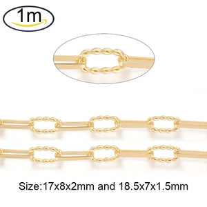 18K Gold Plated Paperclip Chains Long-Lasting Unwelded Real Cable Chains