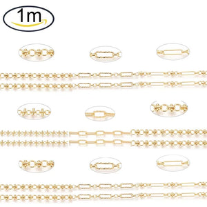 18K Gold Plated Paperclip Chains Long-Lasting Unwelded Real Cable Chains